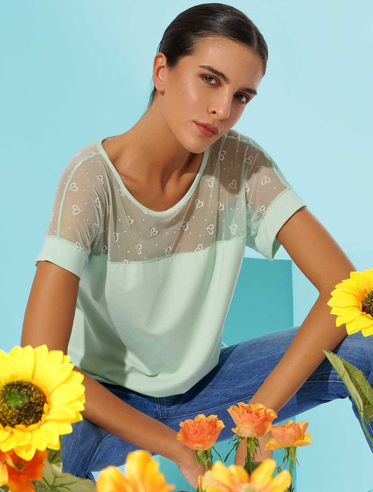 T-shirt viscosa tulle flock cuori