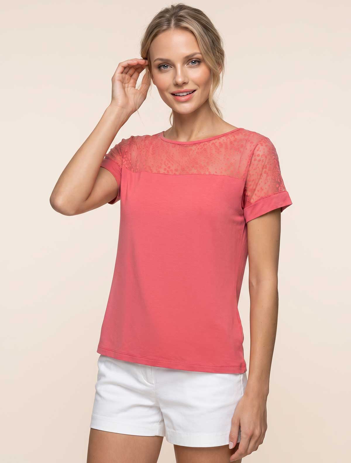 T-shirt viscose tulle floqué léopard * Camelia