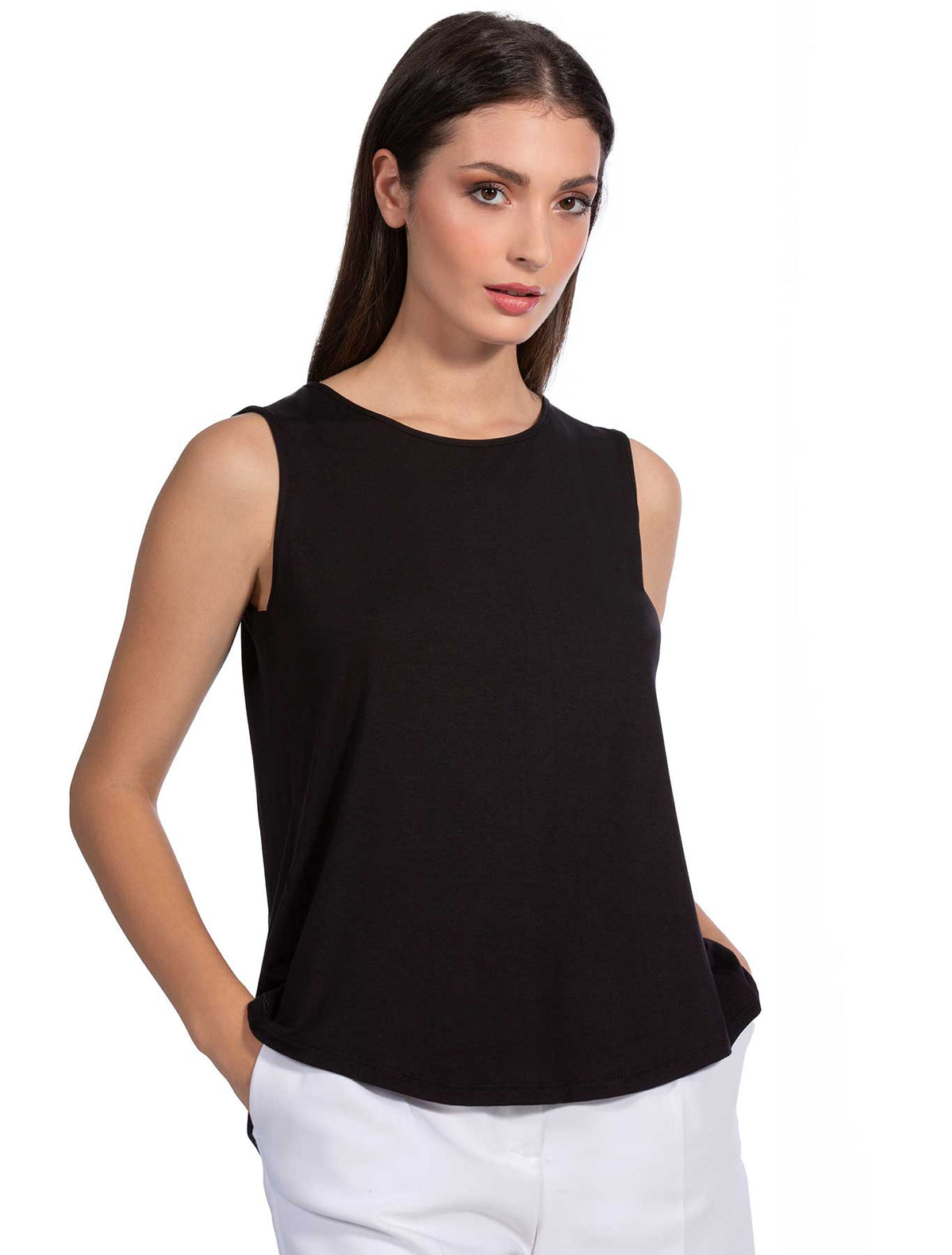 Canotta viscosa schiena plumetis