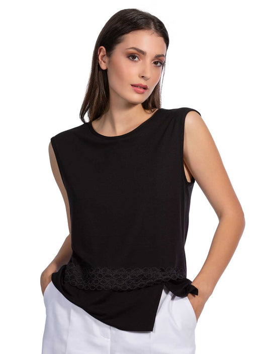 Canotta viscosa pizzo cerchi spacchetto
