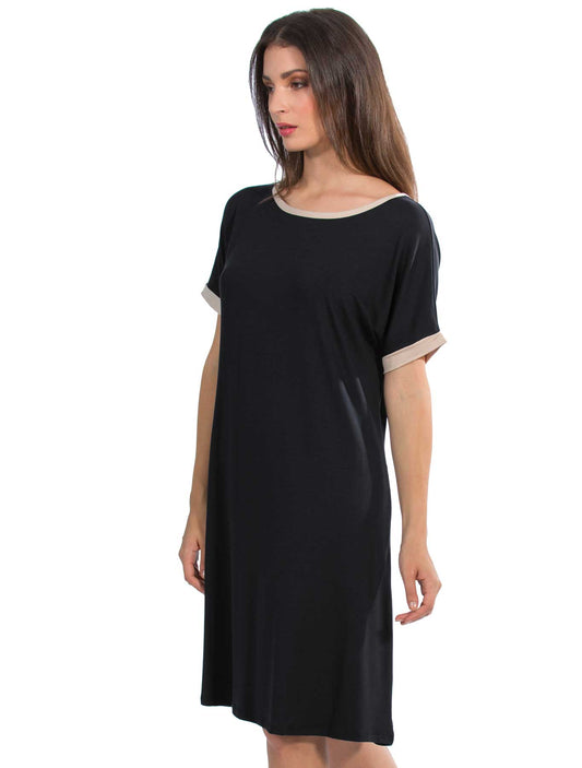 Vestito viscosa bordo contrasto