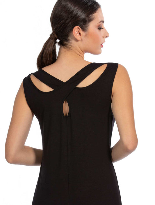 Vestito viscosa schiena incrocio
