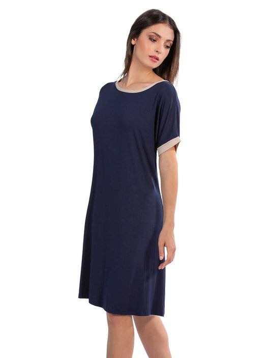 Vestito viscosa bordo contrasto