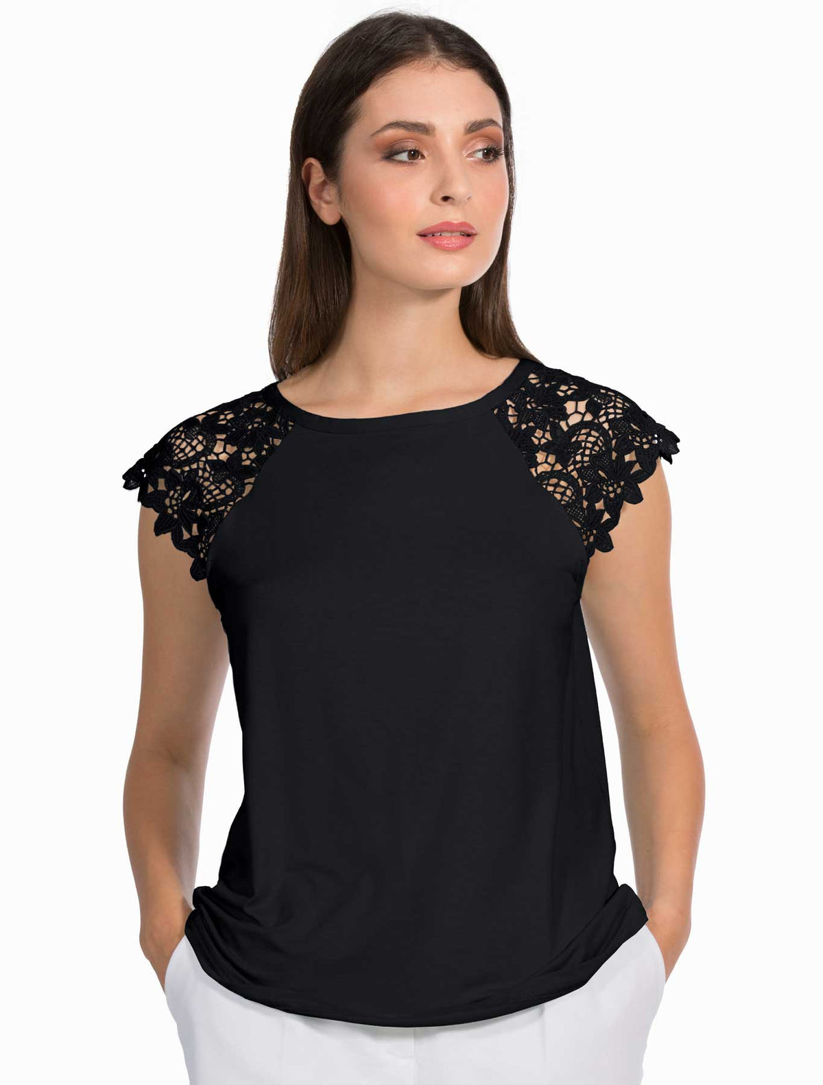 Canotta viscosa aletta macramè