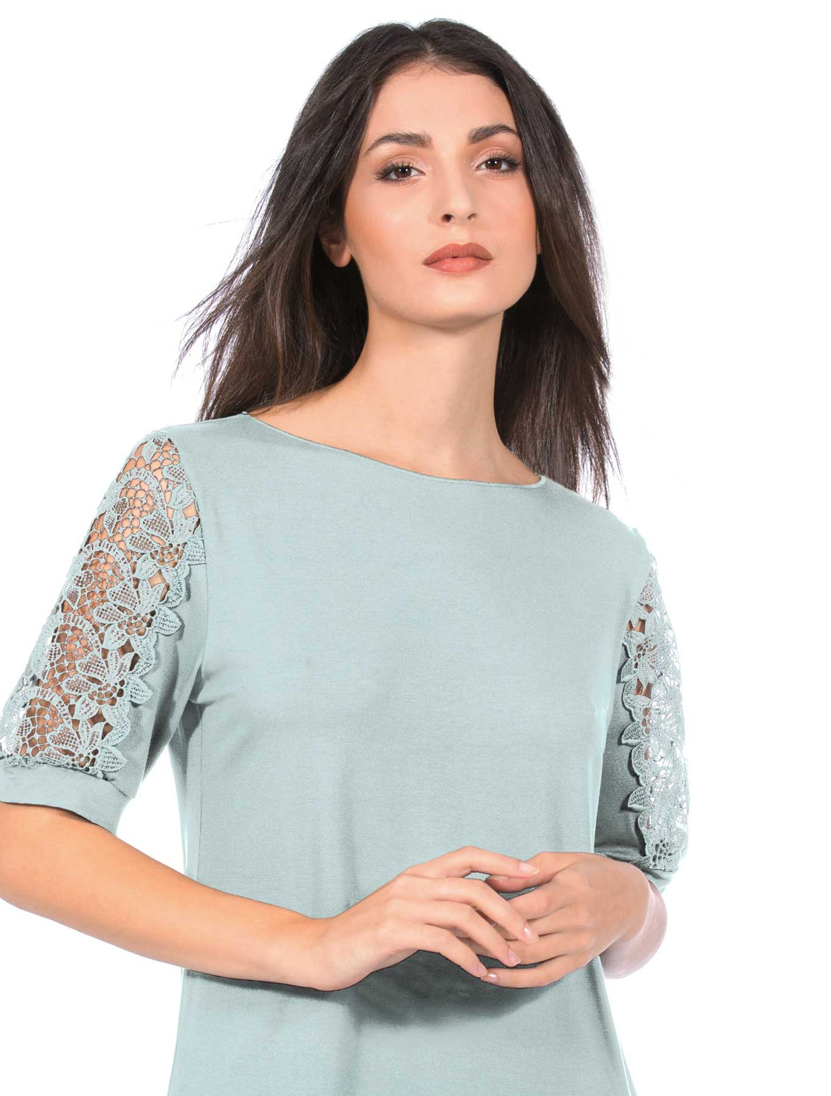 T-shirt viscose manches macramé