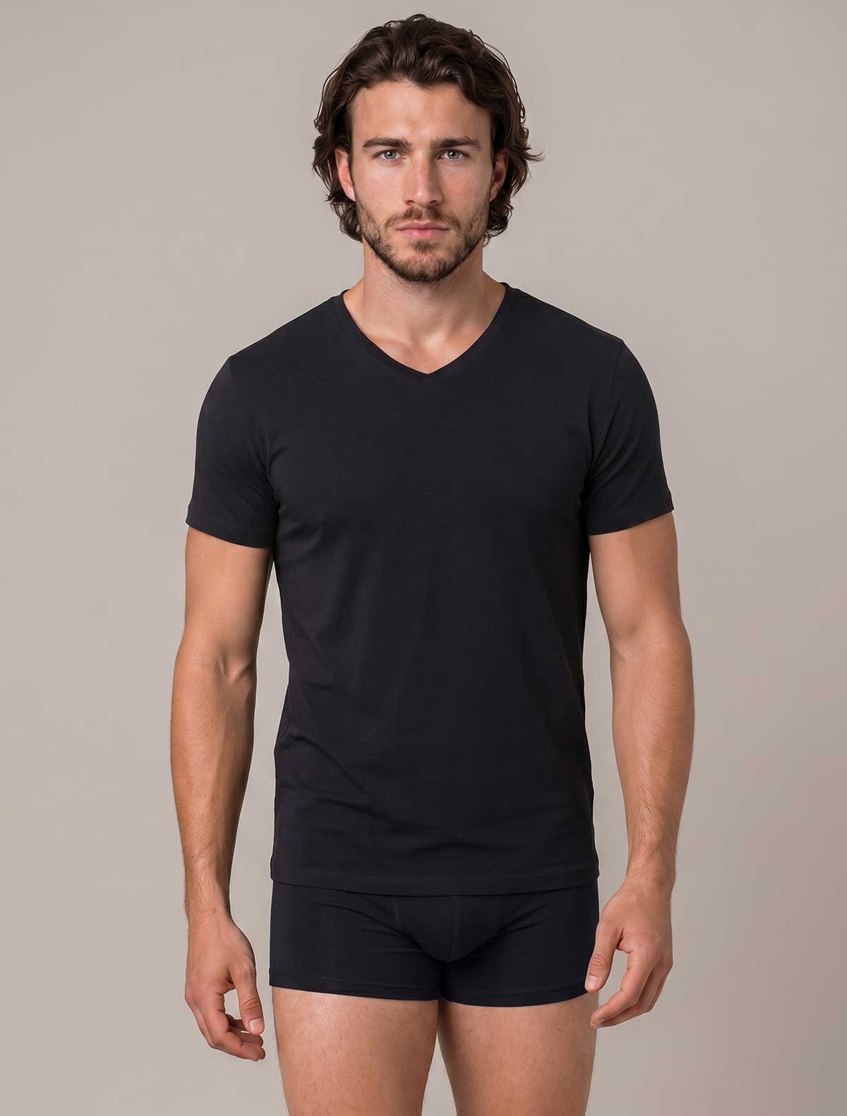 T-shirt uomo bamboo v * Nero