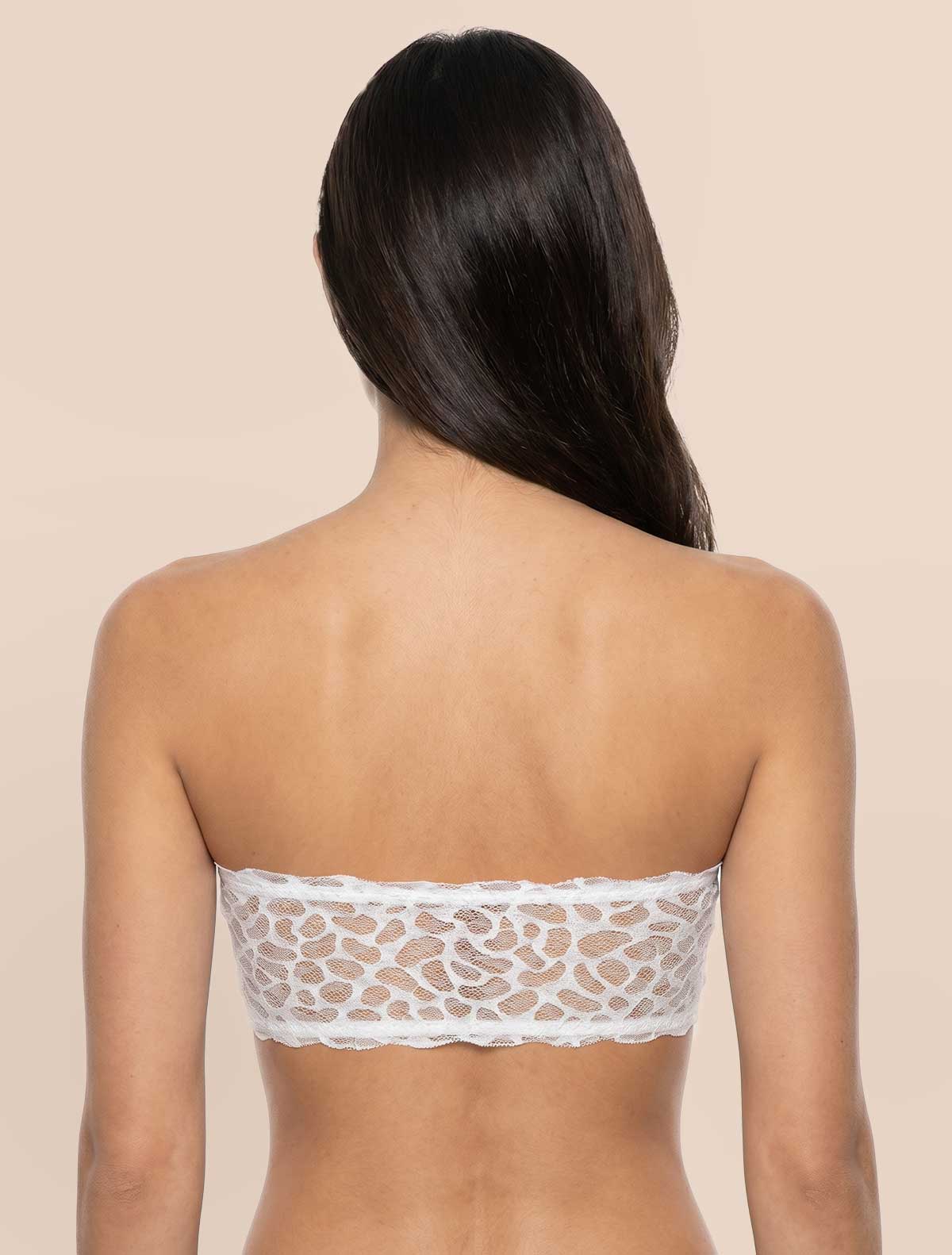 Raw-cut tulle bandeau bra * Bianco