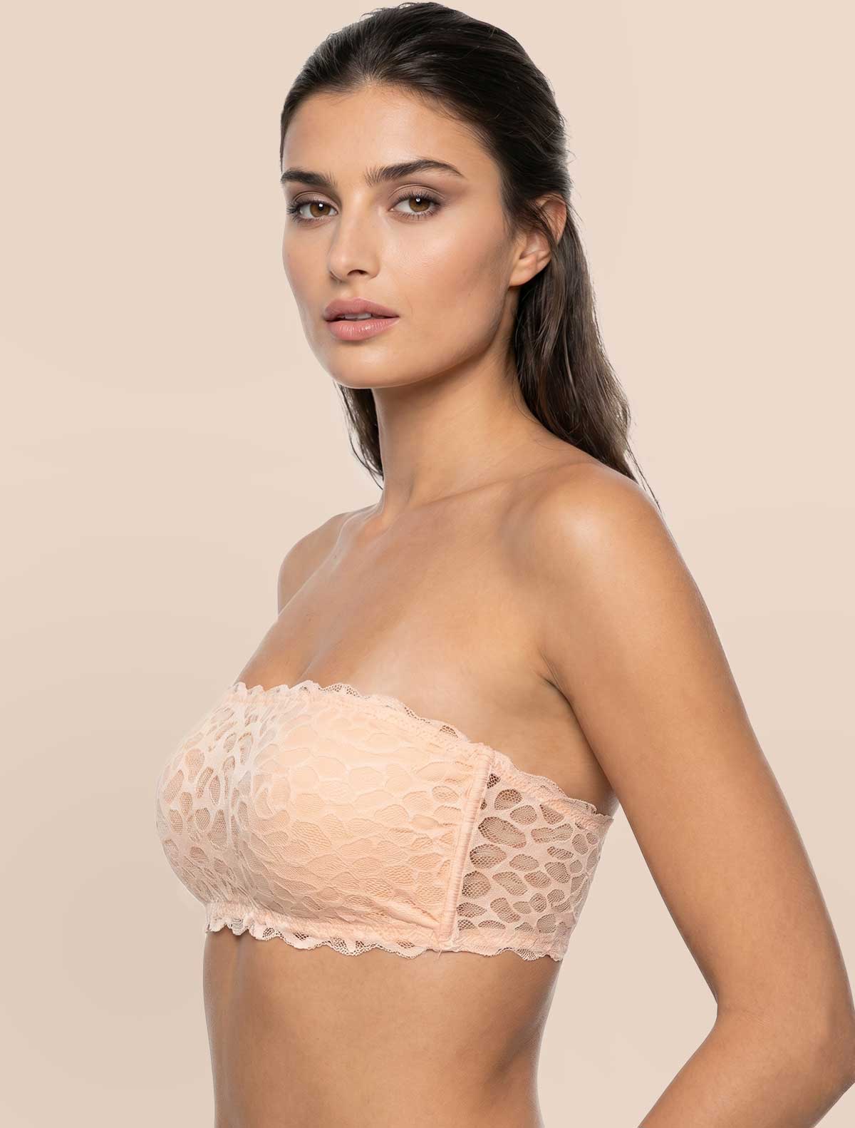 Raw-cut tulle bandeau bra * Nudo