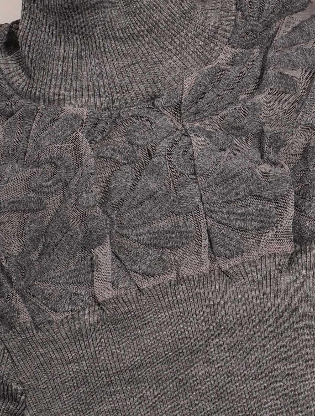 Lupetto lana seta plissé tulle ricamo