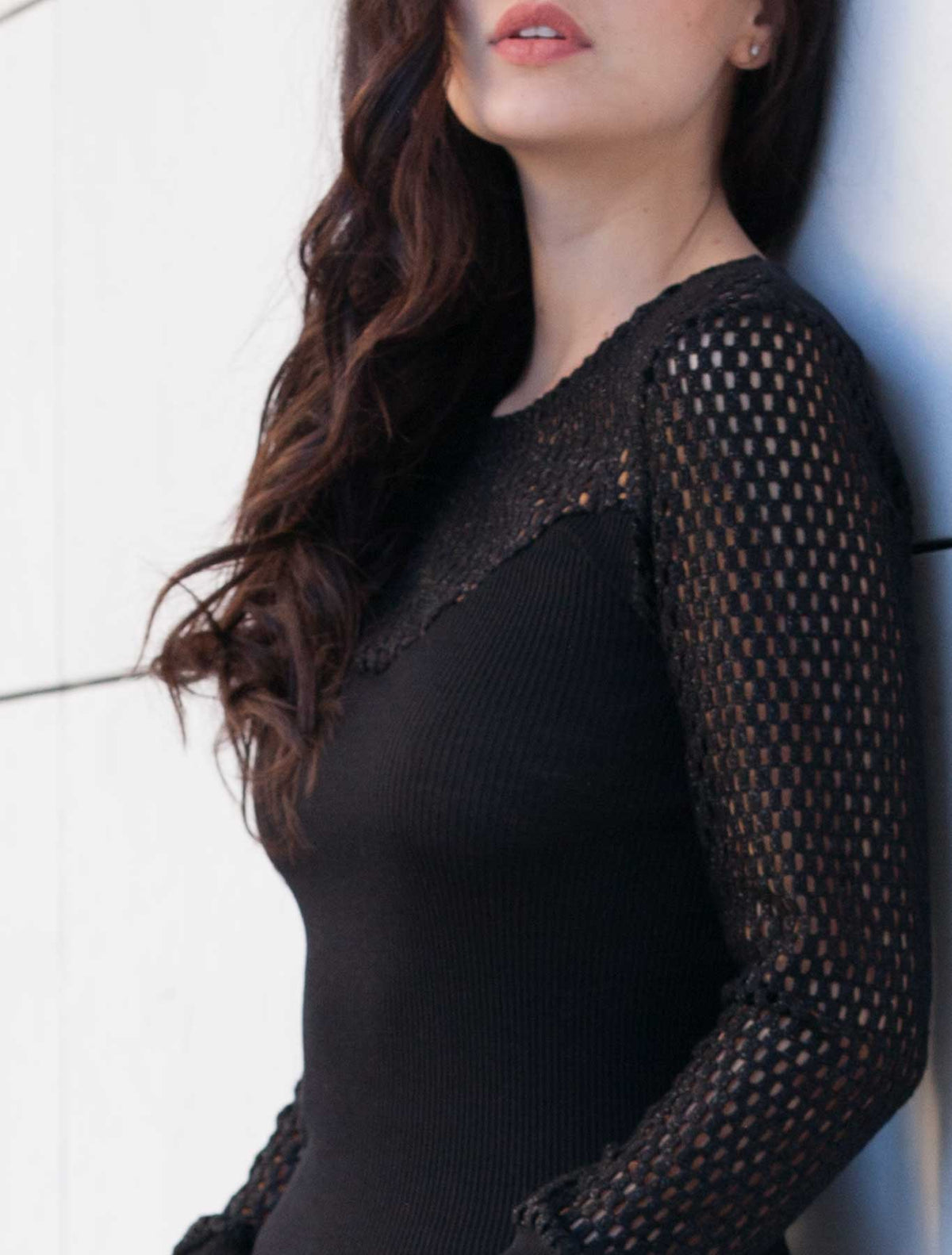 Maglia lana seta plissé rete lurex