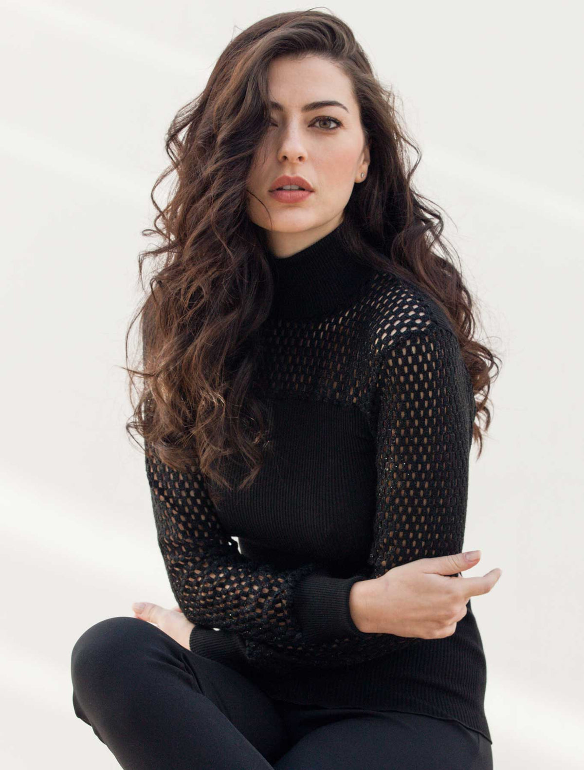 Lupetto lana seta plissé rete lurex