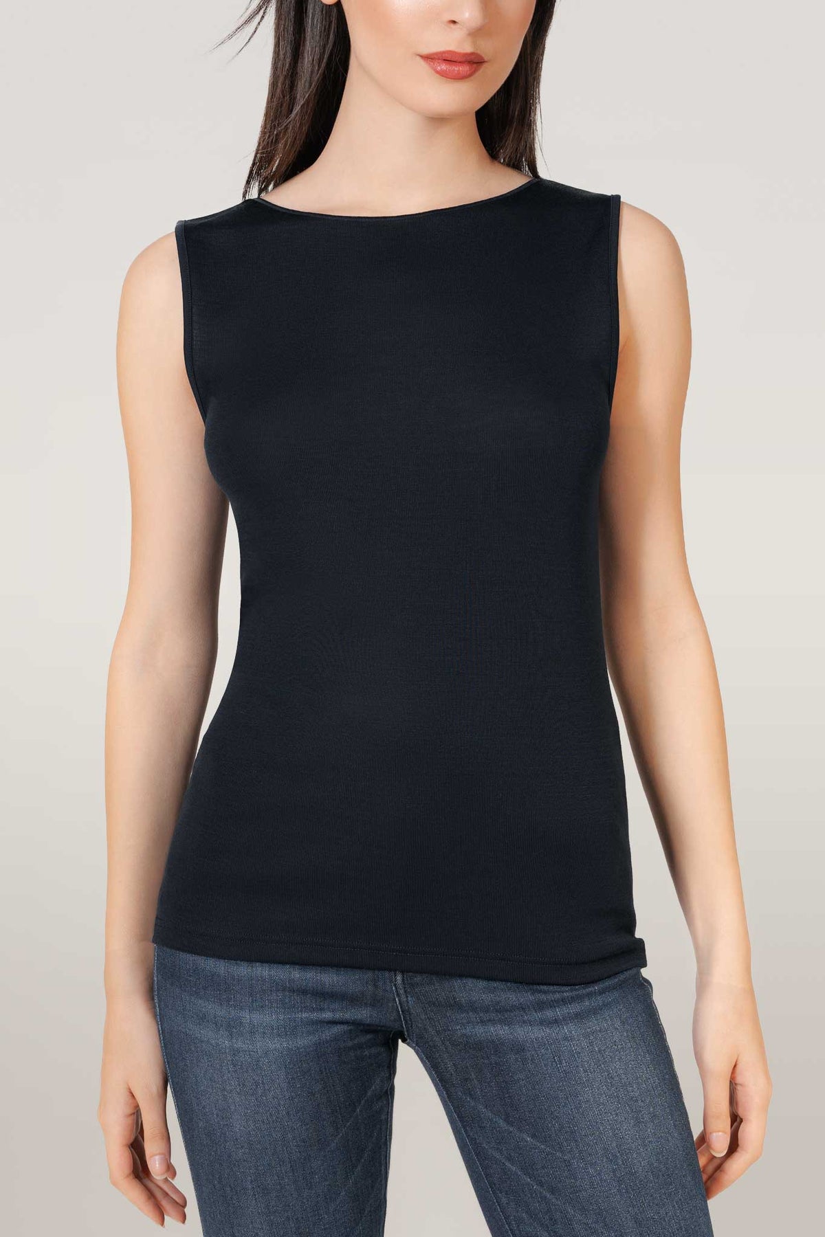 Canotta lana seta liscia