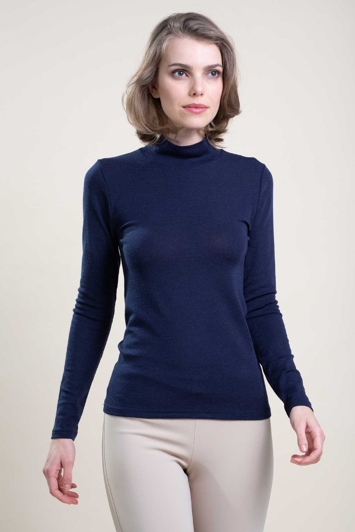 Silk wool smooth turtleneck