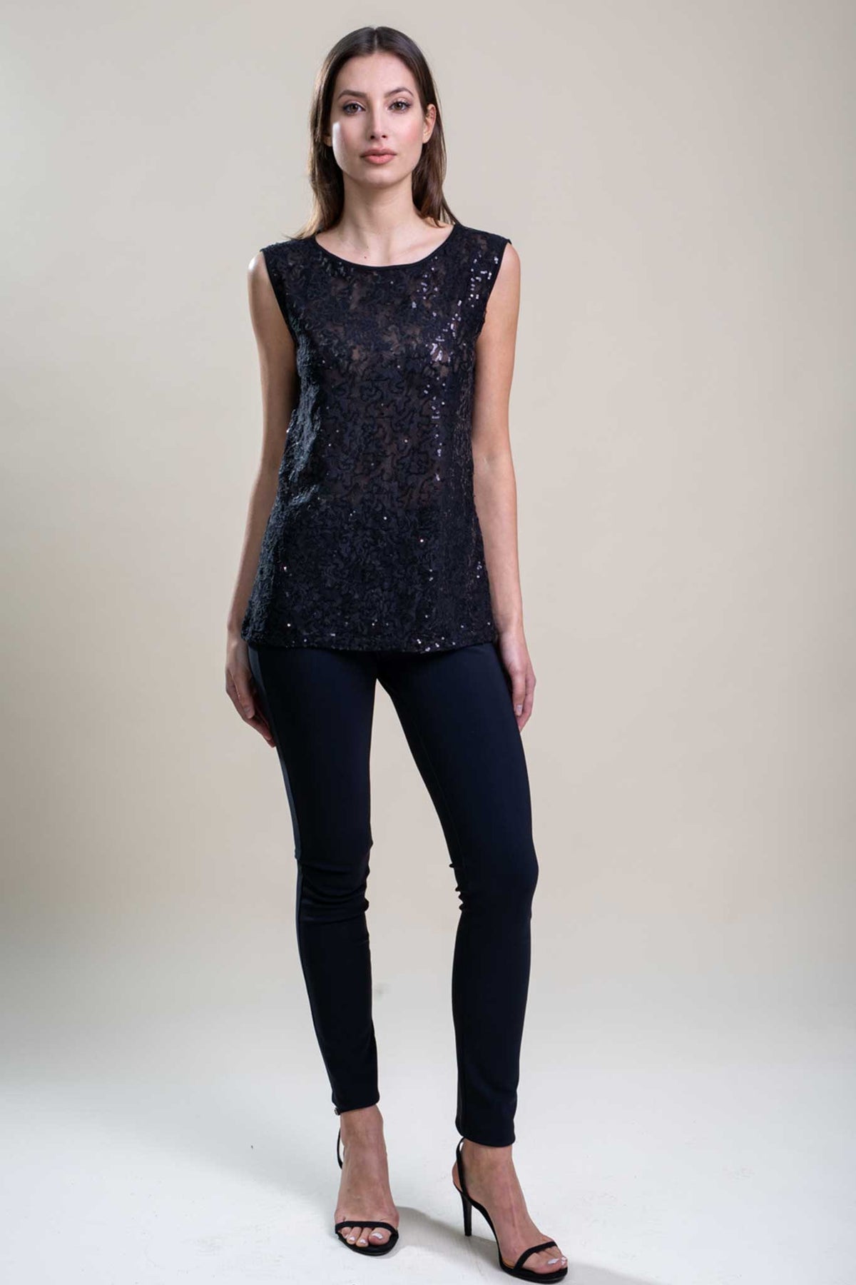 Canotta lana seta paillettes