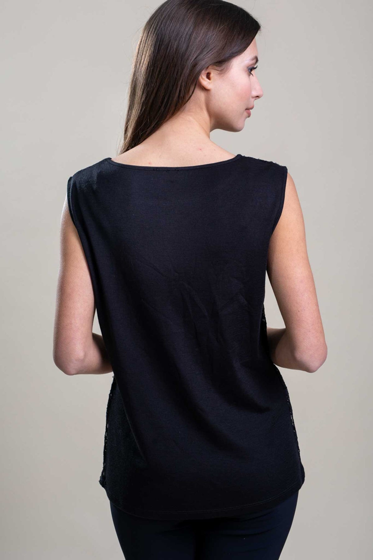 Canotta lana seta paillettes