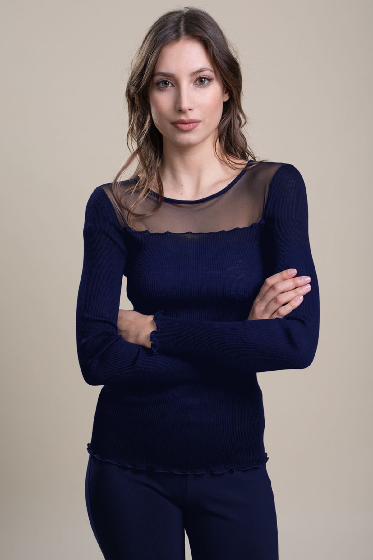 Maglia lana seta plissé tulle