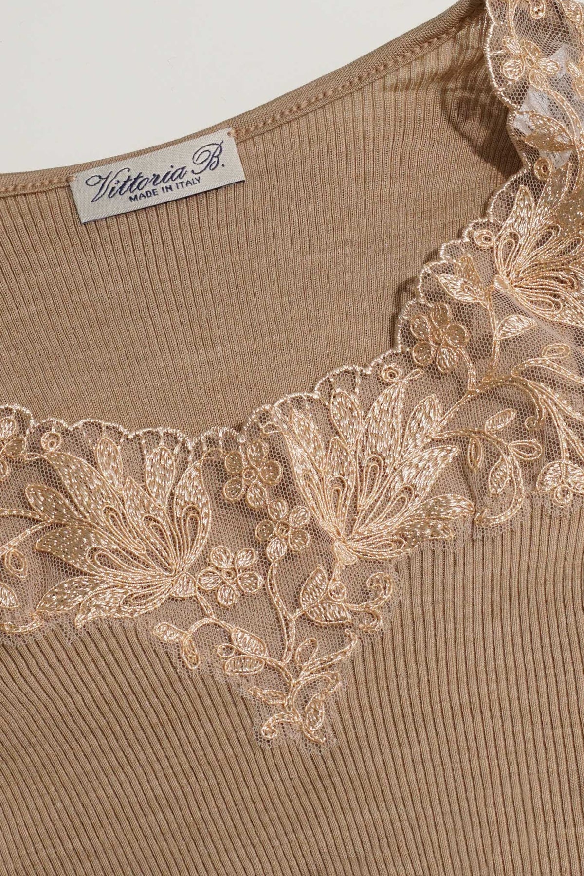 Canotta lana seta plissé tulle cordonetto