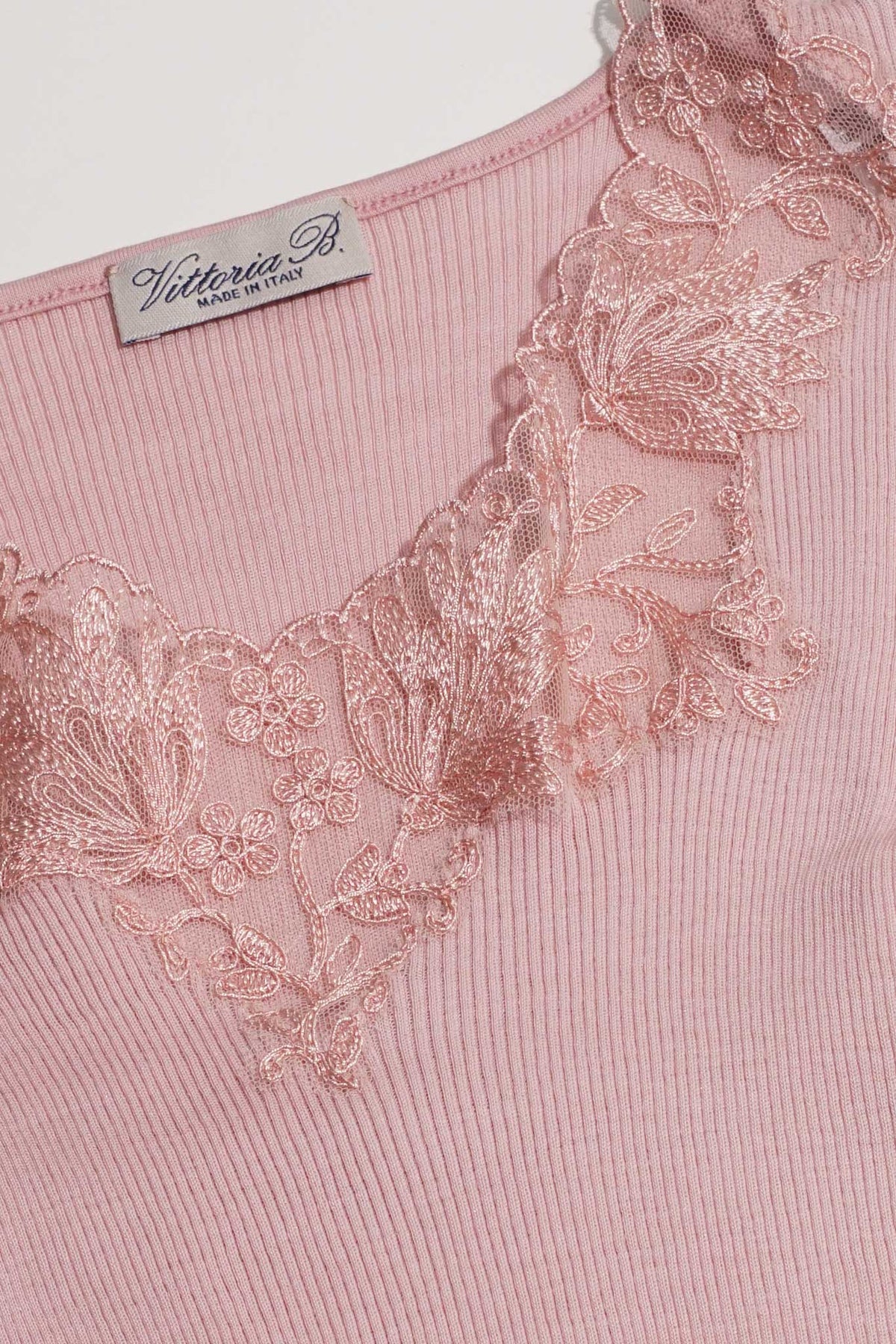 Canotta lana seta plissé tulle cordonetto