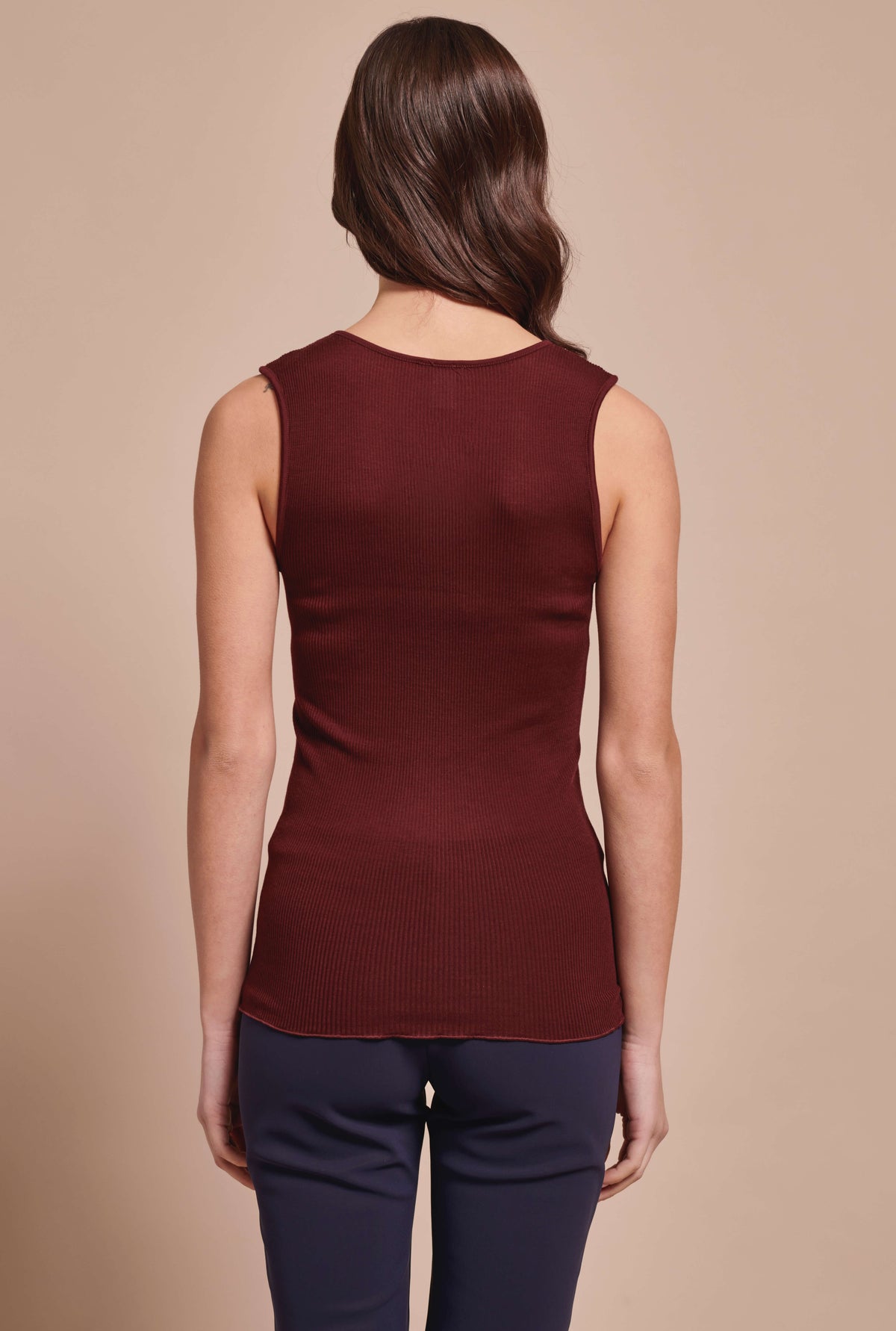 Canotta lana seta plissé tulle cordonetto