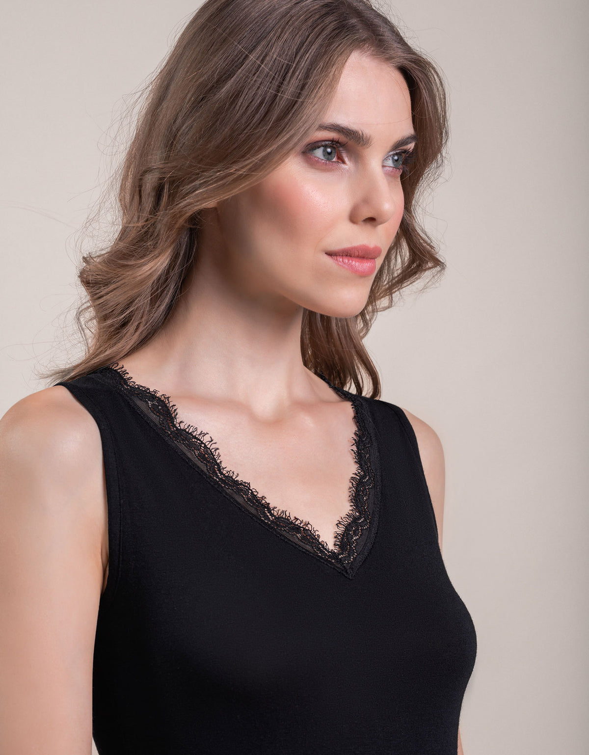 Canotta Agata cashmere modal pizzetto