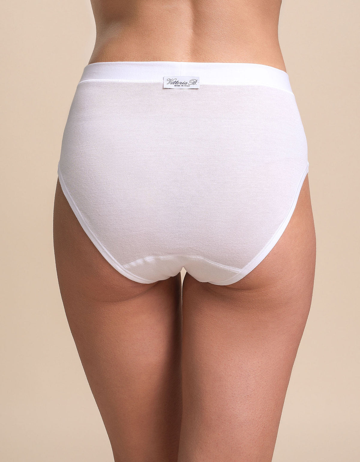 Slip alto Greta vista posteriore filo scozia colore bianco