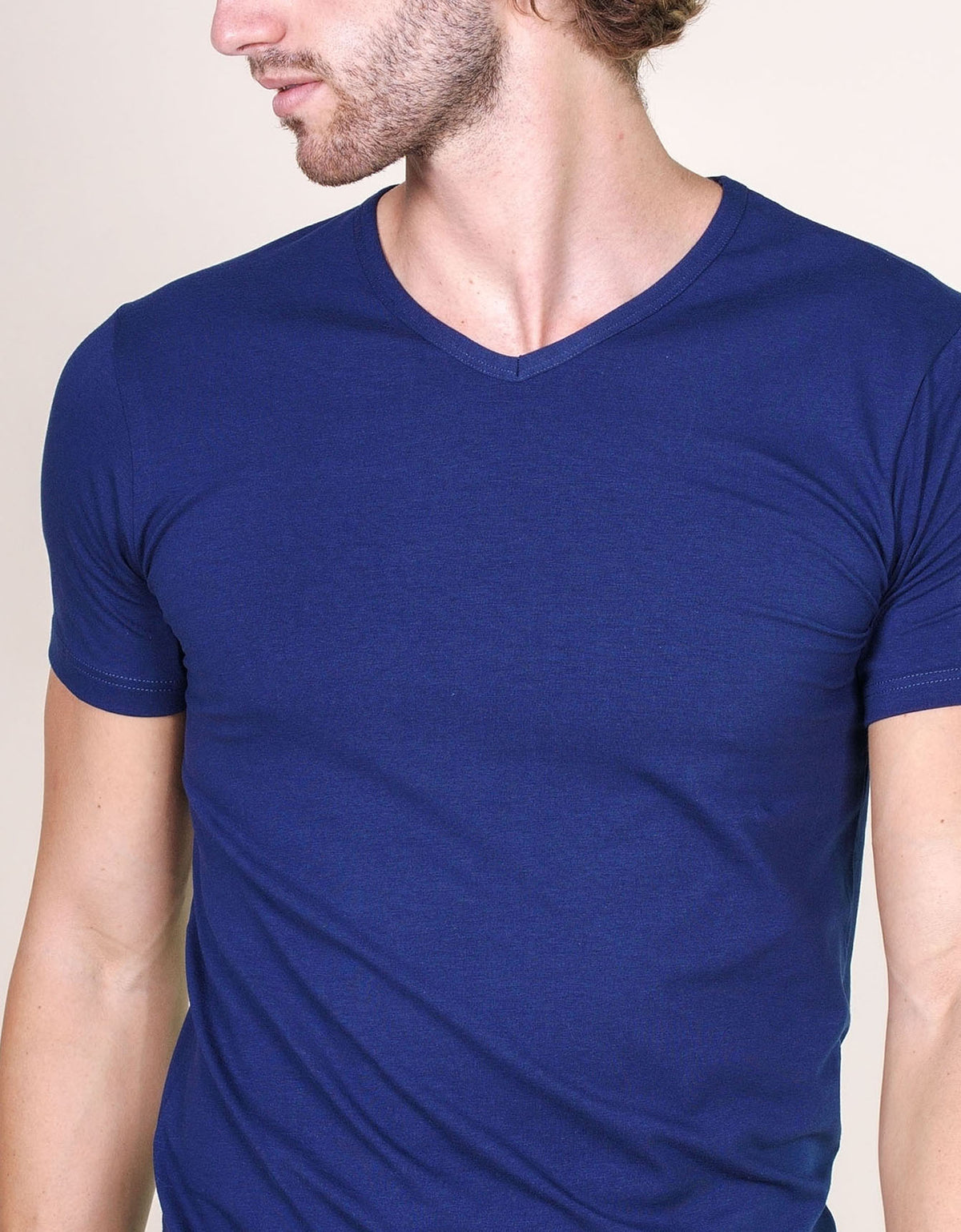 T-shirt uomo cotone elasticizzato v