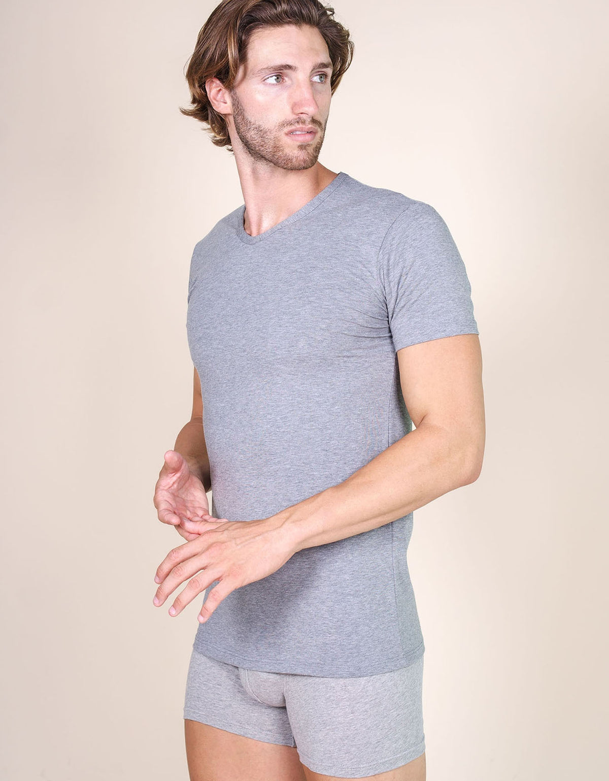 T-shirt uomo cotone elasticizzato v