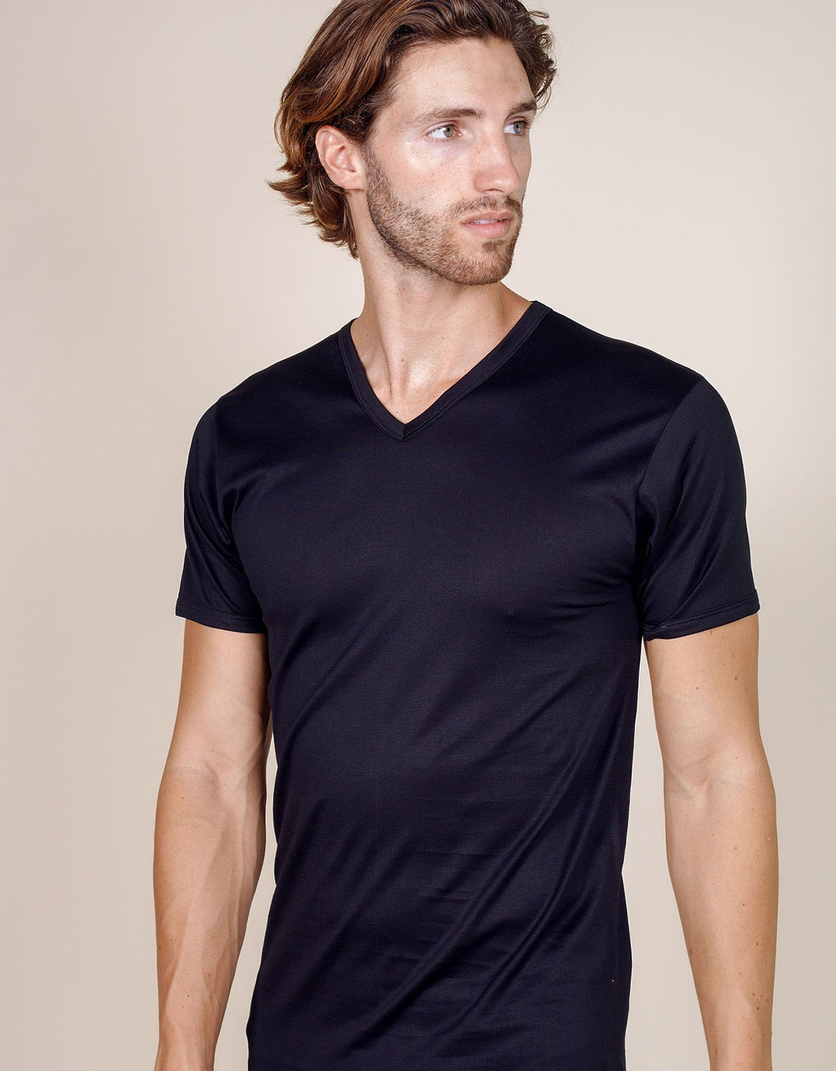 T-shirt homme fil d’écosse jersey col v