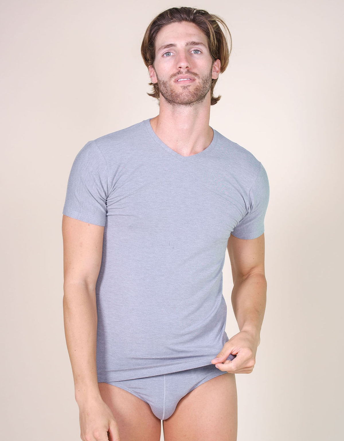 T-shirt uomo modal v colore grigio