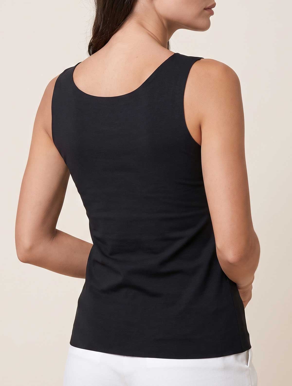 Raw cut cotton v-neck top * Nero