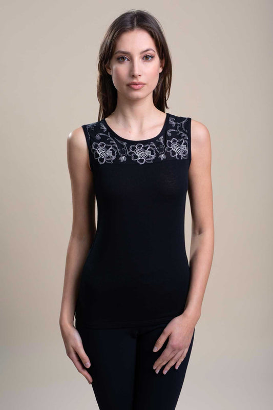 Canotta cashmere modal ricamo