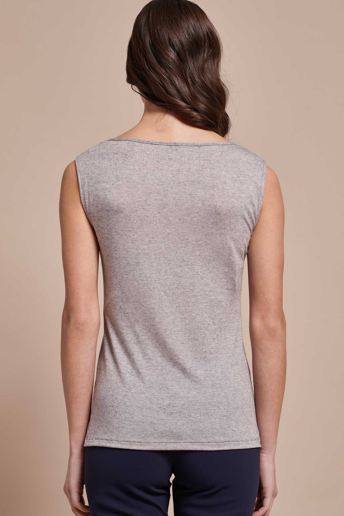 Canotta Agata cashmere modal tulle ricamato * Grigio