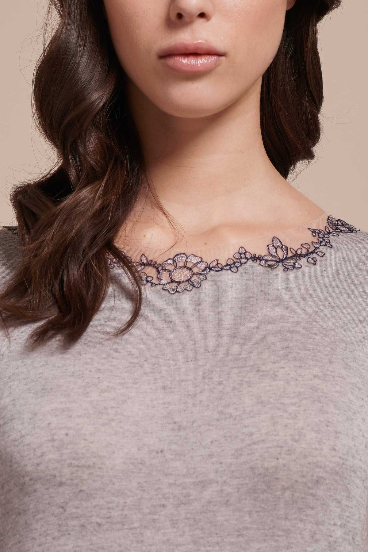 Maglia Agata modal cashmere tulle ricamato