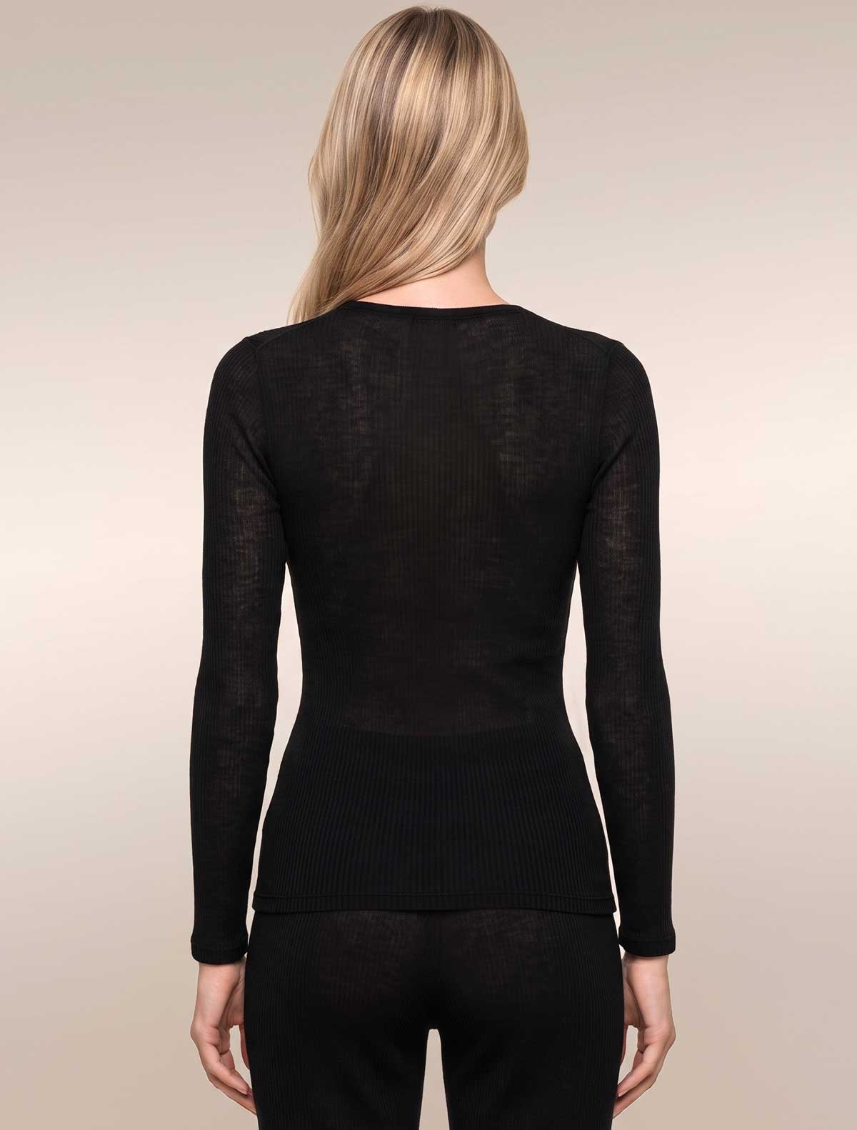 Maglia cashmere modal costina * Nero