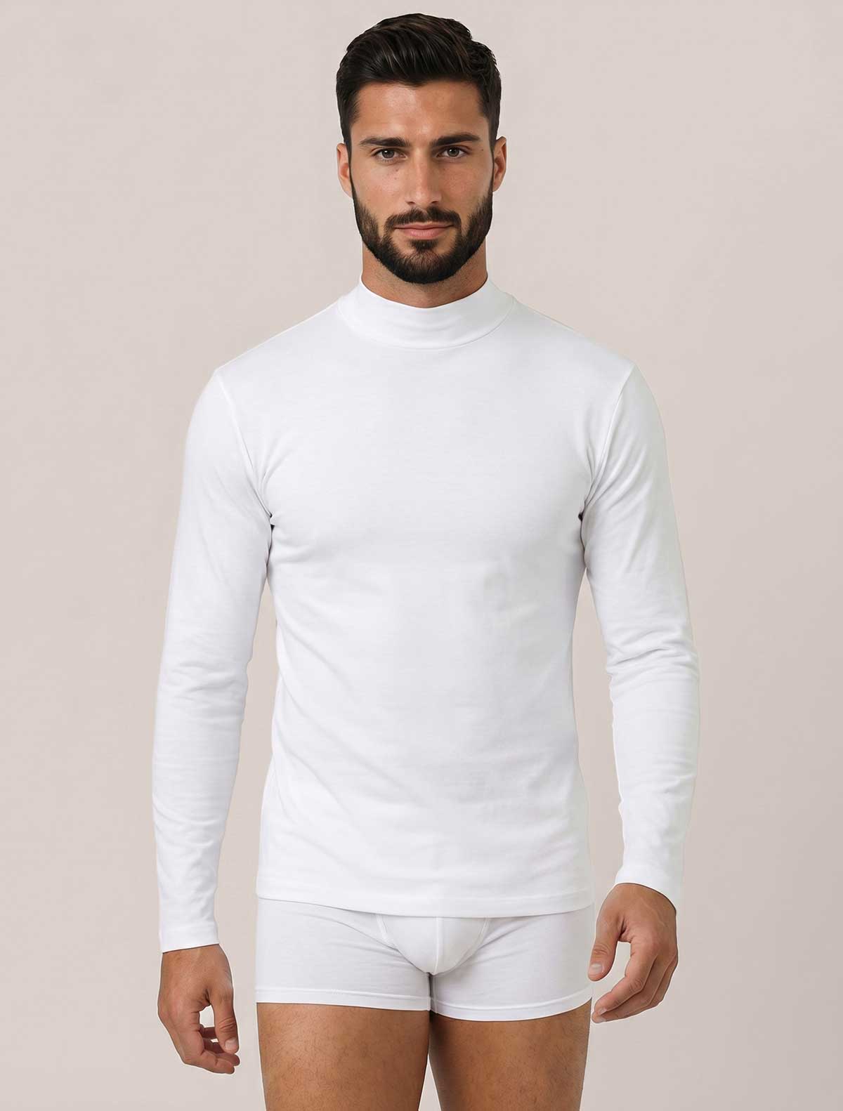 Haut homme col montant coton gratté * Haut homme col montant coton gratté