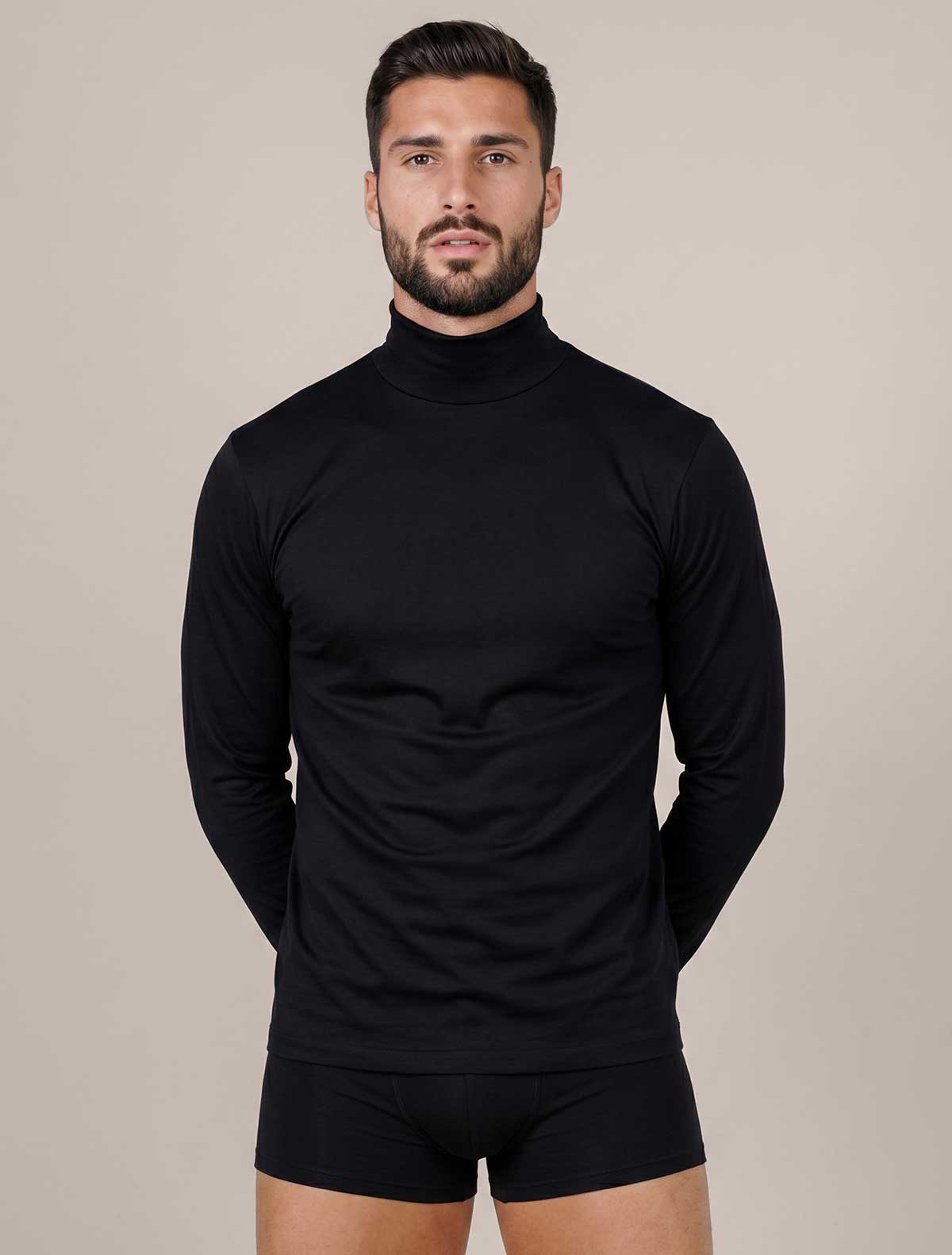 Haut homme col montant coton gratté * Haut homme col montant coton gratté