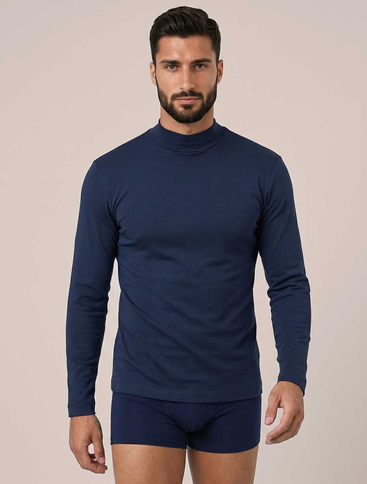 Haut homme col montant coton gratté * Haut homme col montant coton gratté