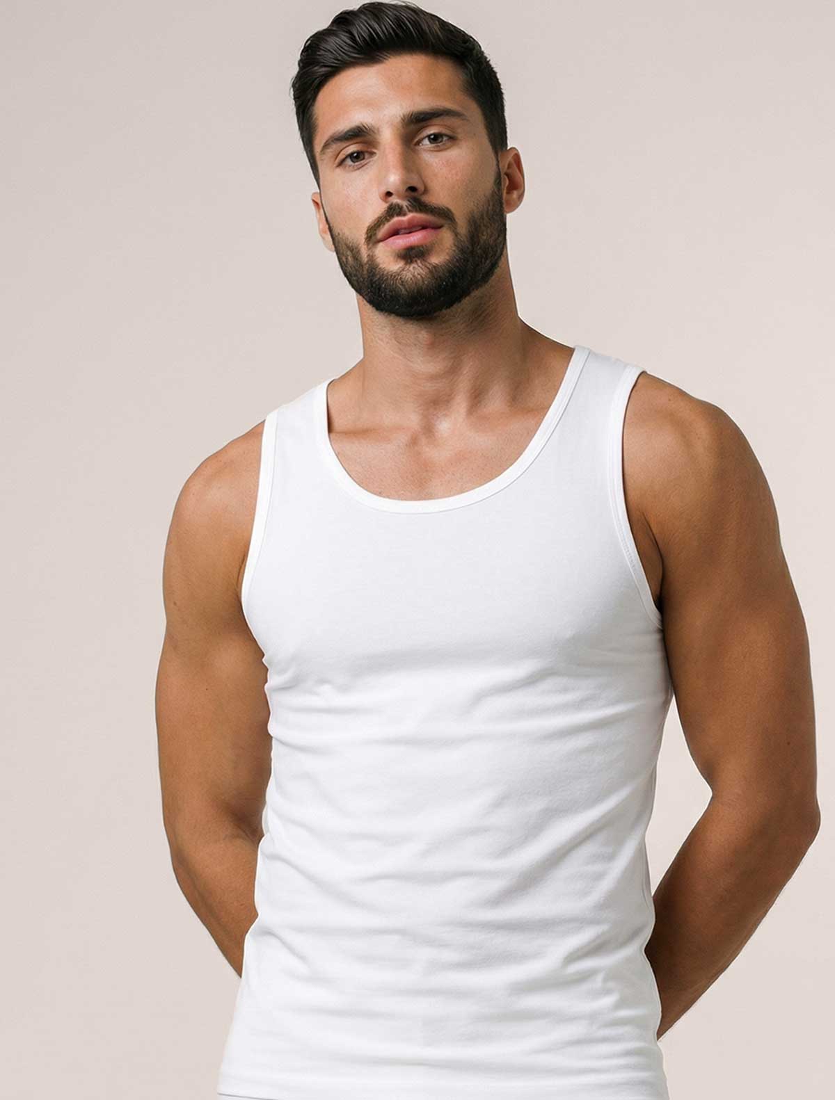 Canotta uomo cotone elasticizzato * BIANCO