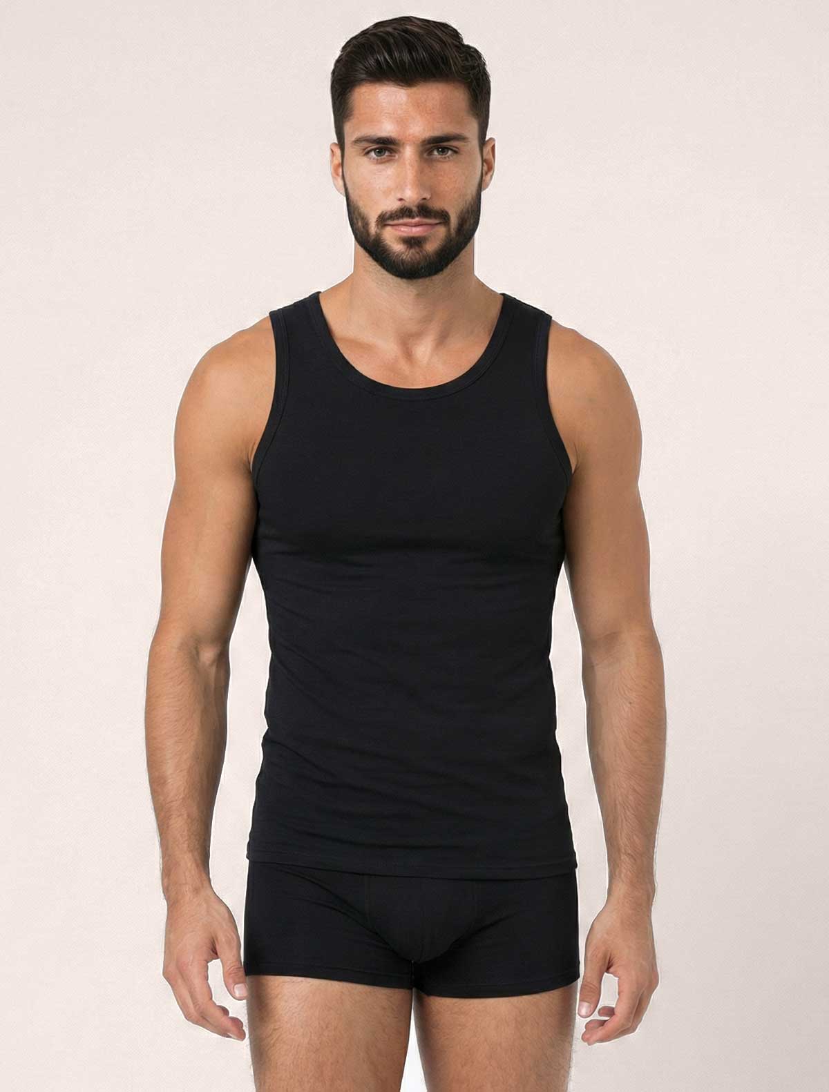 Canotta uomo cotone elasticizzato * NERO