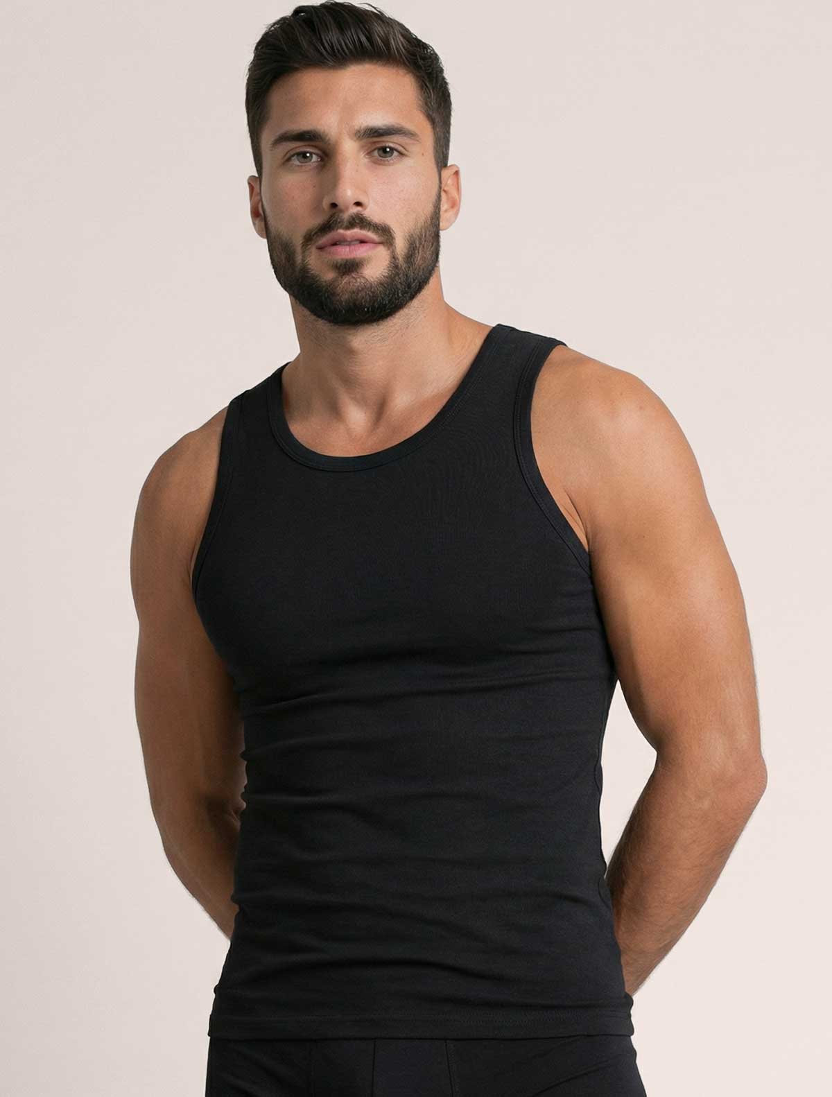 Canotta uomo cotone elasticizzato * NERO