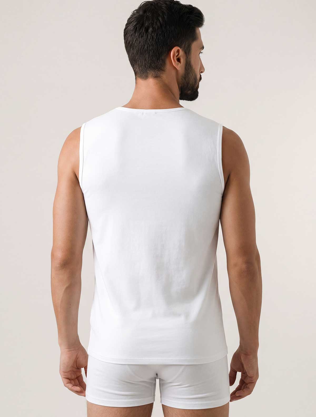 Men stretch cotton sleeveless top * BIANCO