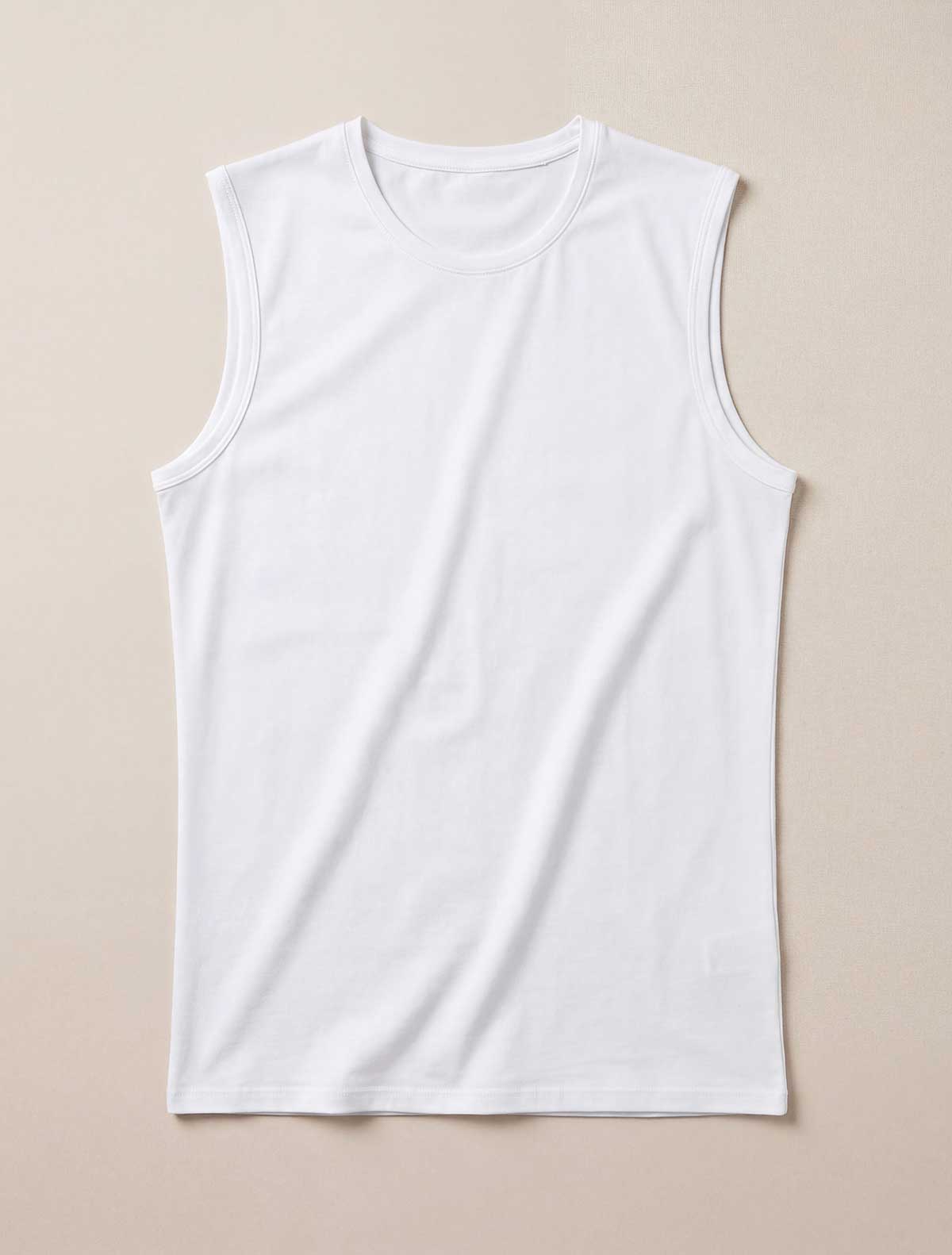 Men stretch cotton sleeveless top * BIANCO