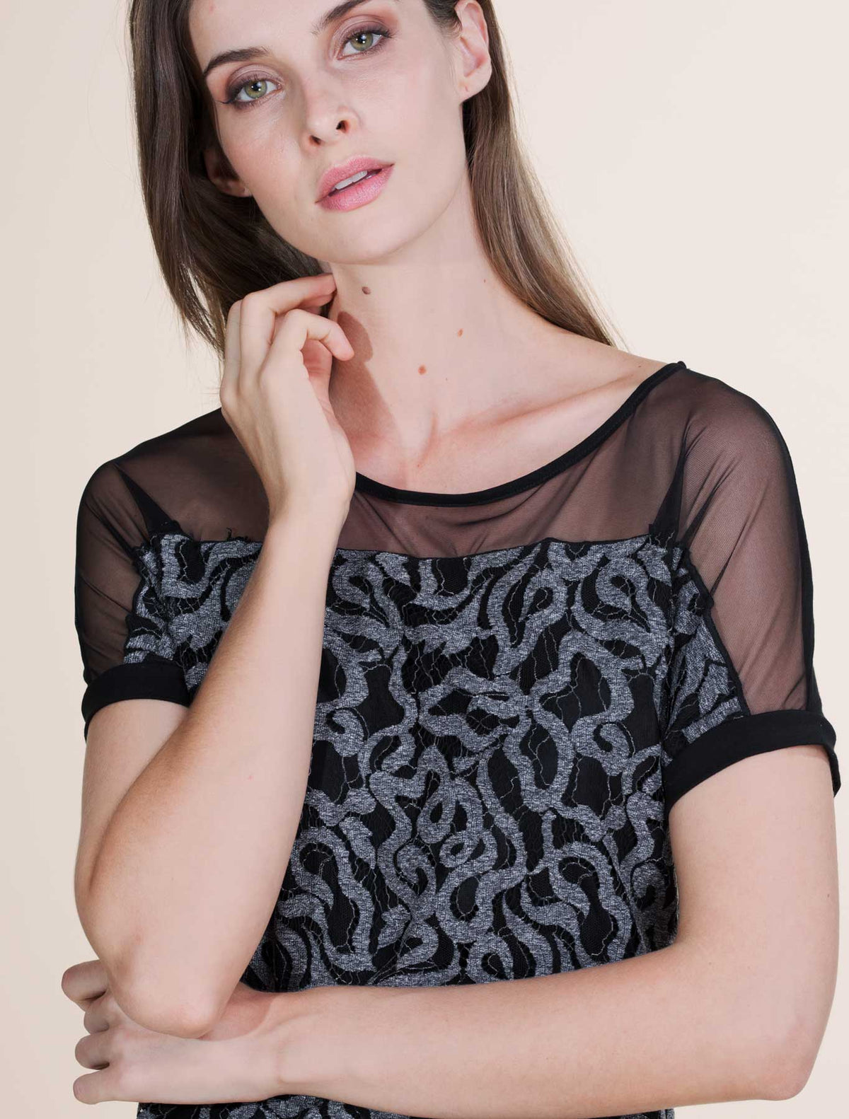 Vestito modal pizzo smerlato