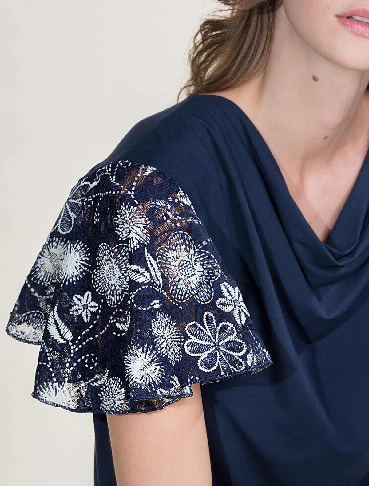 T-shirt modal pizzo bicolore