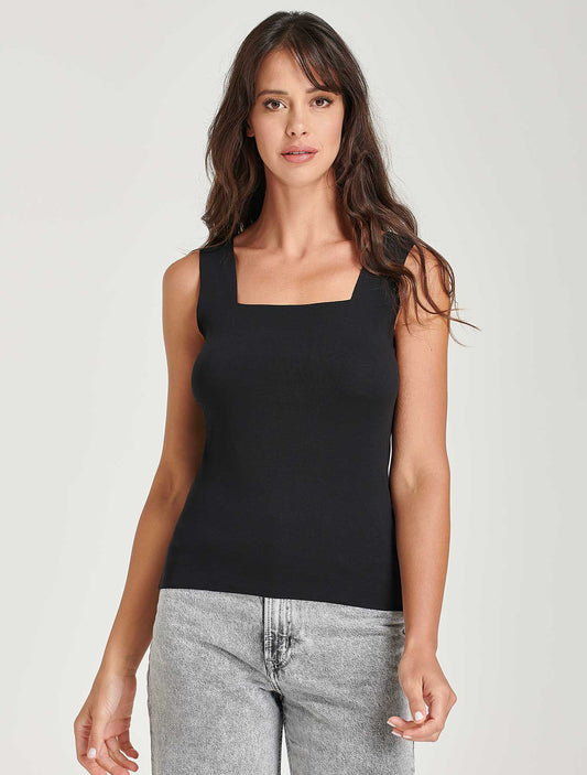 Canotta scollo quadro cotone taglio vivo nero