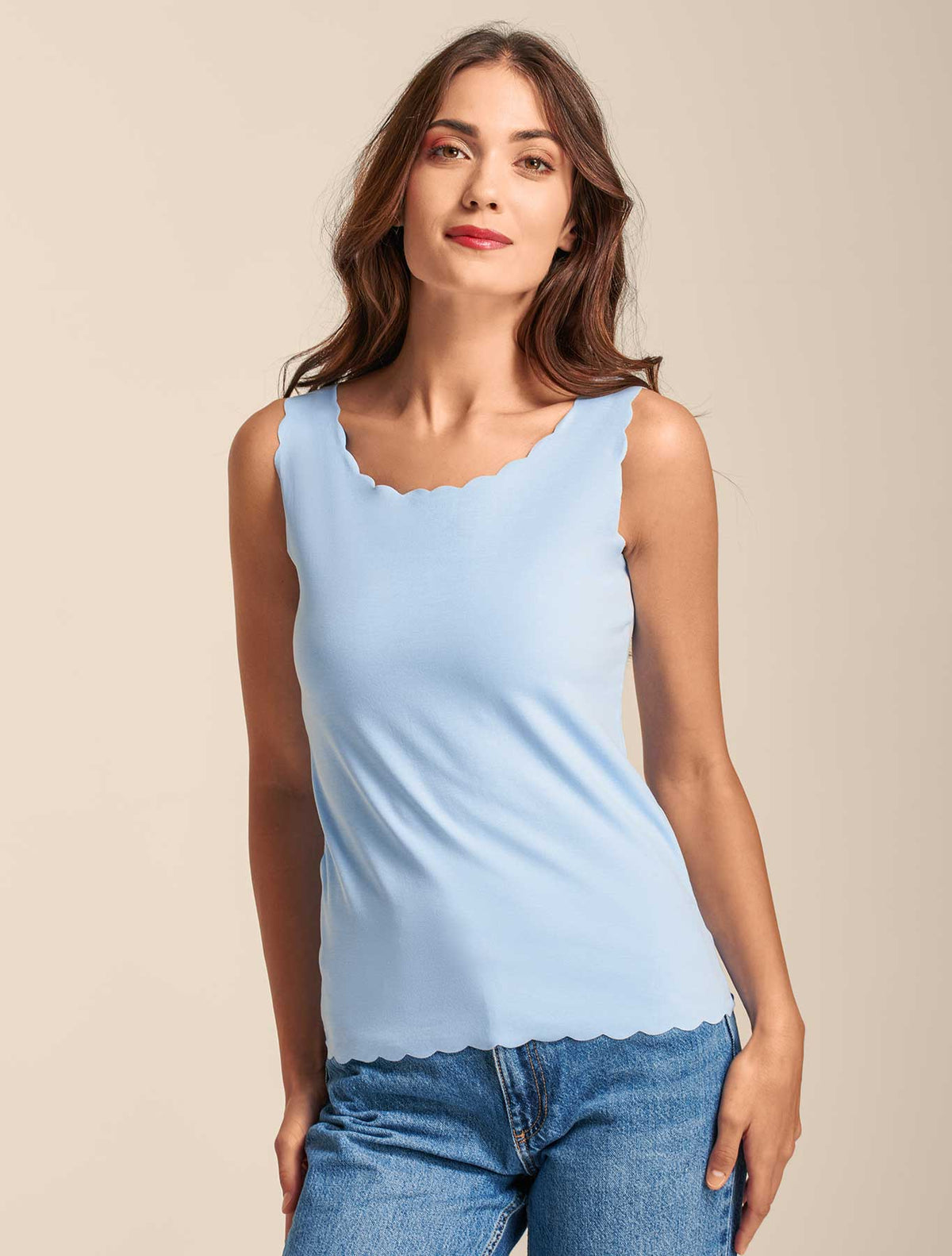 Débardeur festonné coton coupe brute