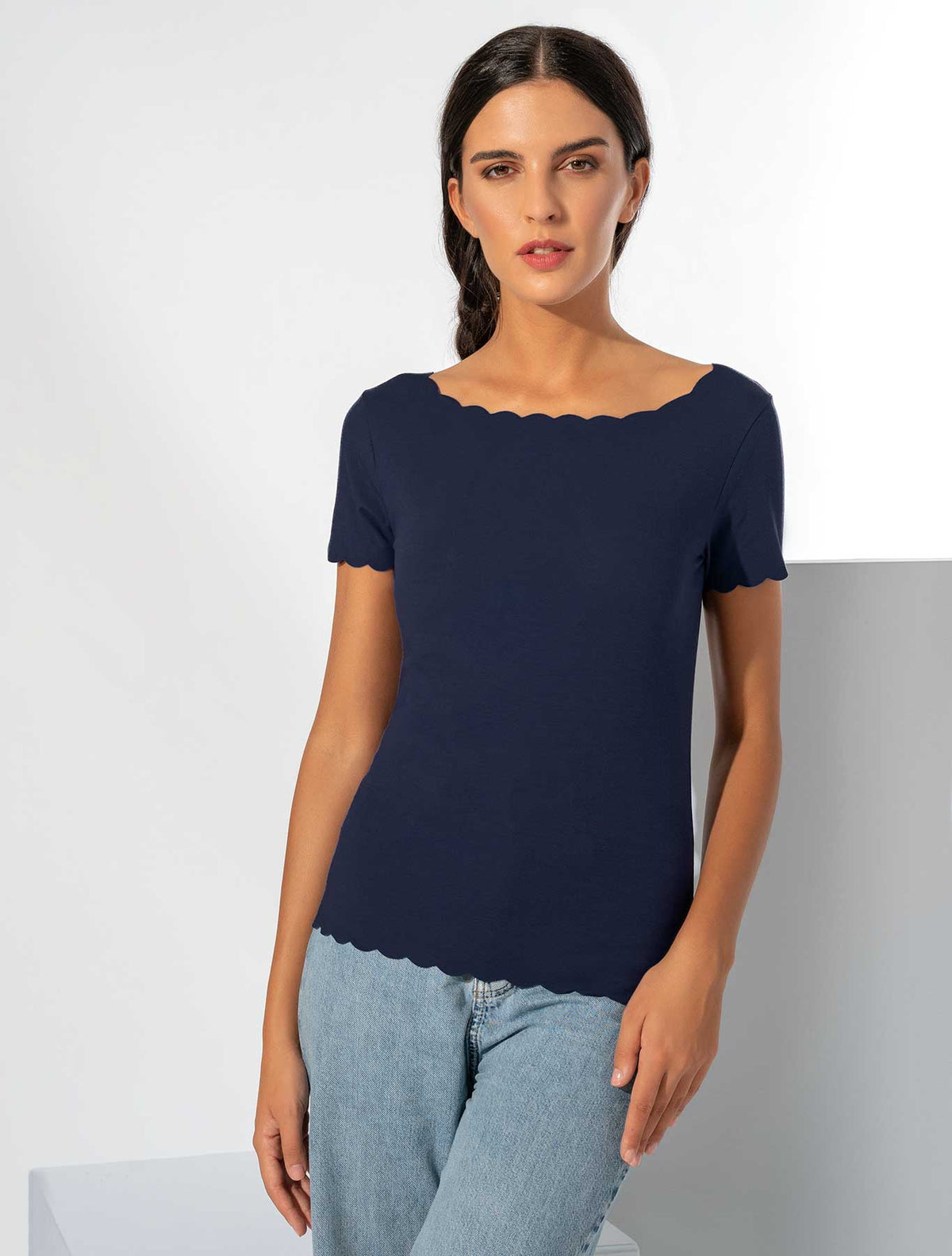 T-shirt onde cotone taglio vivo