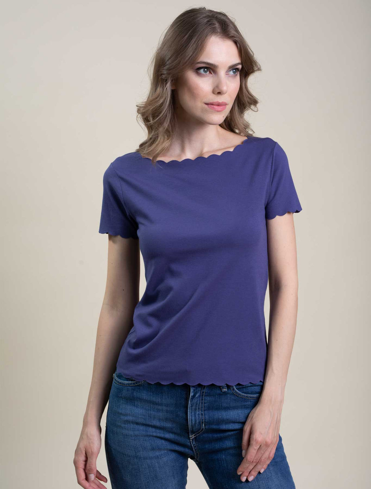 T-shirt onde cotone taglio vivo