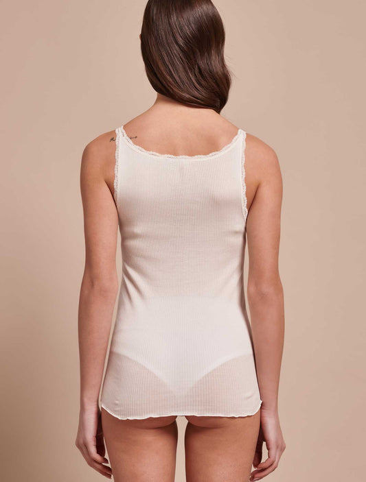 Top Lidia seta cotone pizzetto