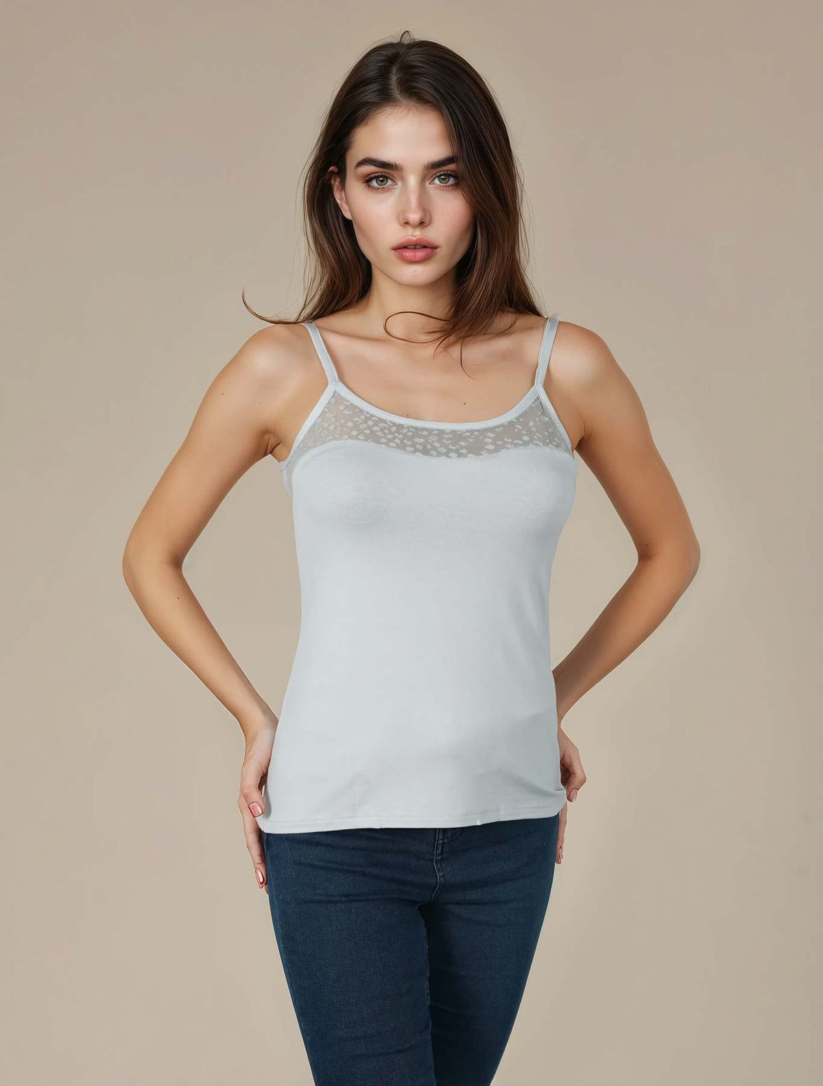 Top viscosa tulle flock leopard colore Ghiaccio